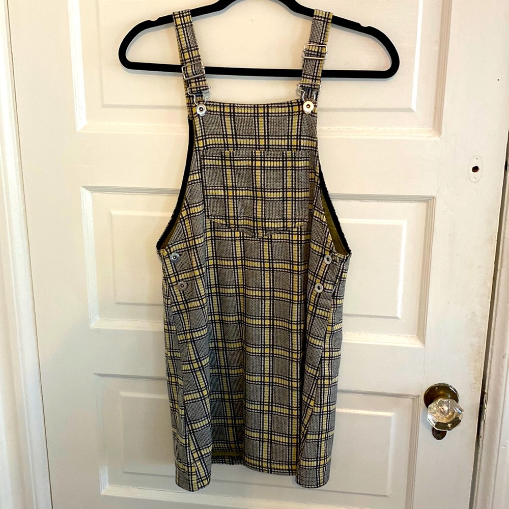 Divided Women’s Overall Yellow Plaid Dress Size: 2